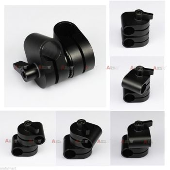 360鎺?Rosette Rod Clamp Rail Block fr 15mm Rod Support System DSLR Rig EVF LCD